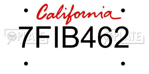 7FIB462 California License Plate