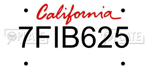 7FIB625 California License Plate
