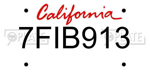 7FIB913 California License Plate