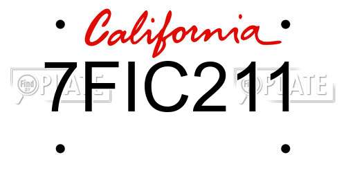 7FIC211 California License Plate