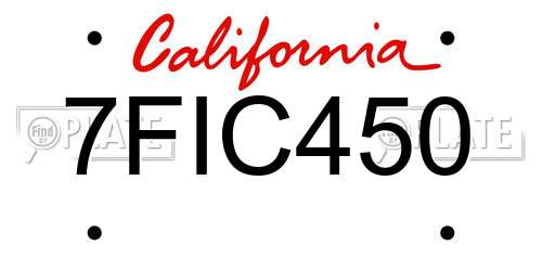 7FIC450 California License Plate