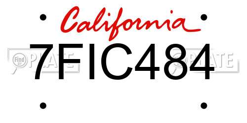 7FIC484 California License Plate