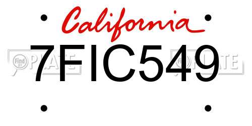 7FIC549 California License Plate