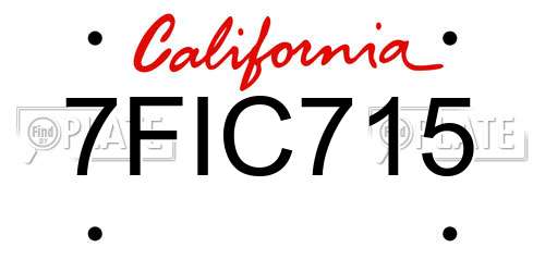 7FIC715 California License Plate