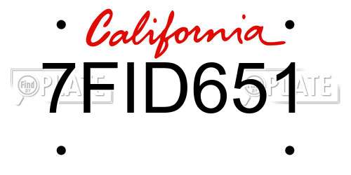 7FID651 California License Plate
