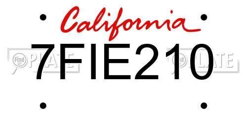 7FIE210 California License Plate