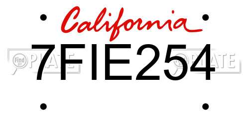 7FIE254 California License Plate