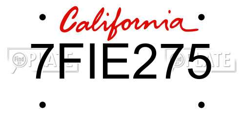 7FIE275 California License Plate