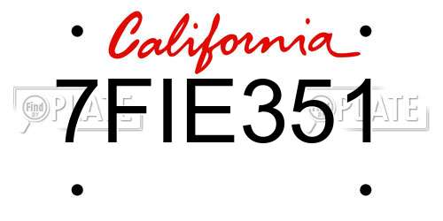 7FIE351 California License Plate