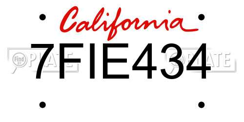 7FIE434 California License Plate