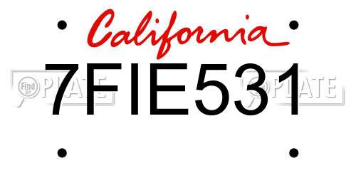 7FIE531 California License Plate