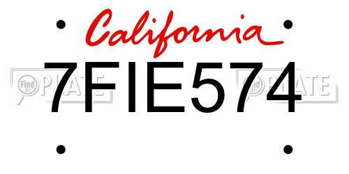 7FIE574 California License Plate