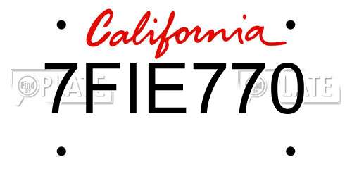 7FIE770 California License Plate