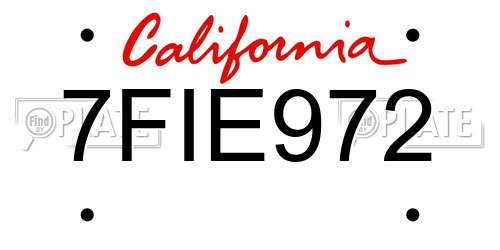 7FIE972 California License Plate