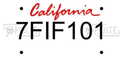 7FIF101 California License Plate
