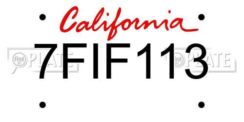 7FIF113 California License Plate