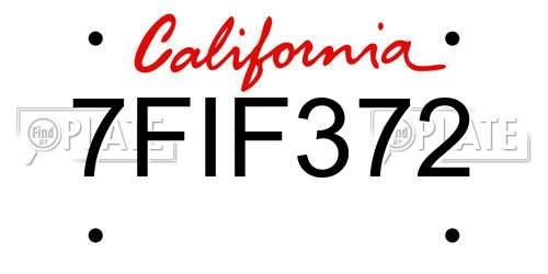 7FIF372 California License Plate