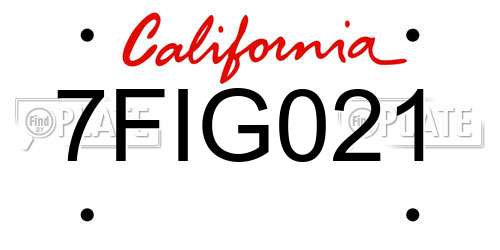 7FIG021 California License Plate