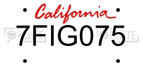 7FIG075 California License Plate