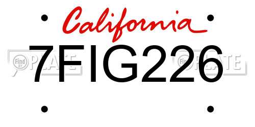7FIG226 California License Plate