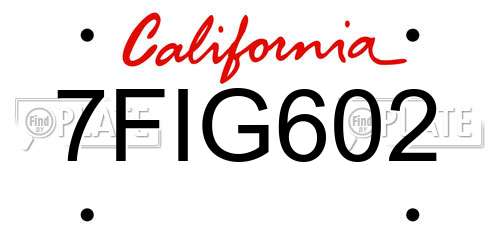 7FIG602 California License Plate
