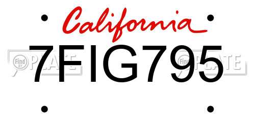 7FIG795 California License Plate