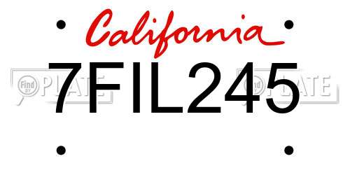7FIL245 California License Plate