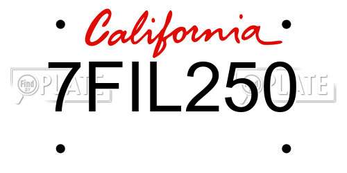 7FIL250 California License Plate