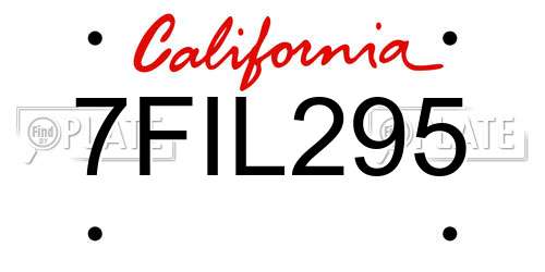 7FIL295 California License Plate