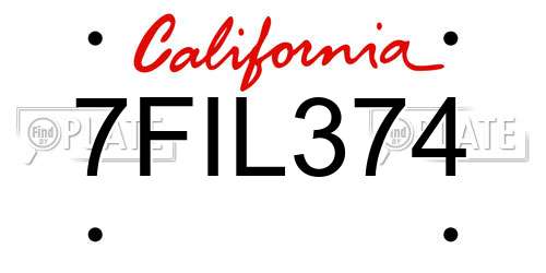 7FIL374 California License Plate