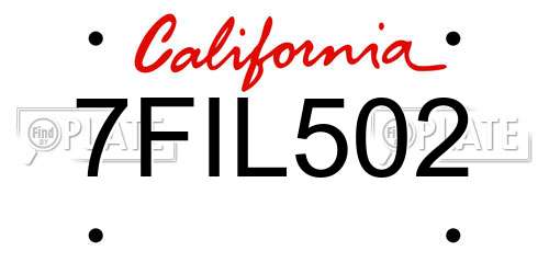 7FIL502 California License Plate