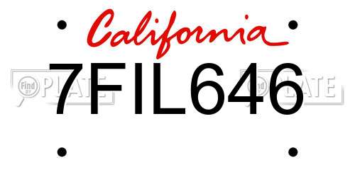 7FIL646 California License Plate