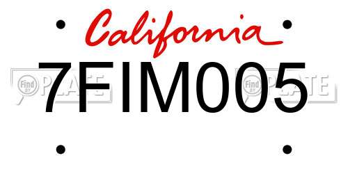 7FIM005 California License Plate