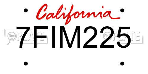 7FIM225 California License Plate