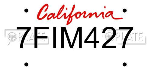 7FIM427 California License Plate