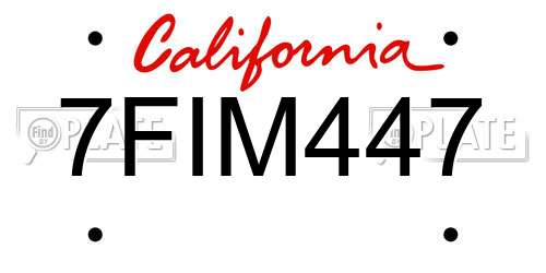 7FIM447 California License Plate