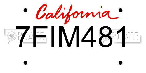 7FIM481 California License Plate