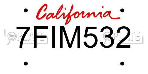 7FIM532 California License Plate