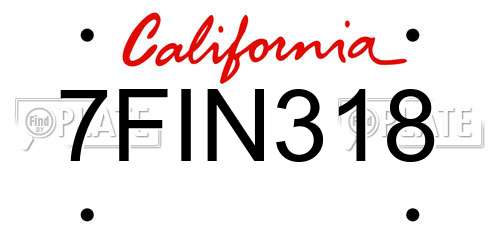 7FIN318 California License Plate
