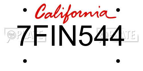7FIN544 California License Plate