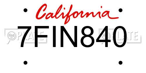 7FIN840 California License Plate