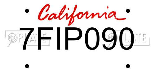 7FIP090 California License Plate