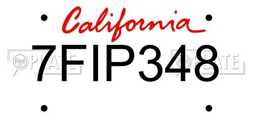 7FIP348 California License Plate