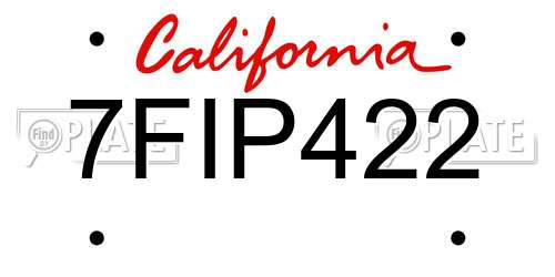 7FIP422 California License Plate
