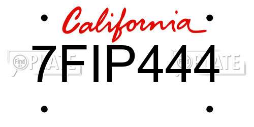 7FIP444 California License Plate