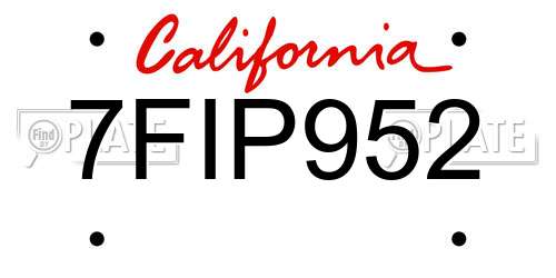7FIP952 California License Plate