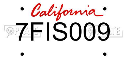 7FIS009 California License Plate