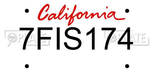 7FIS174 California License Plate