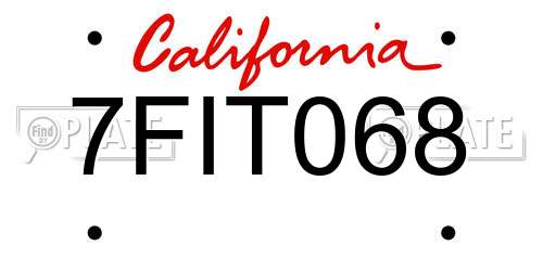 7FIT068 California License Plate