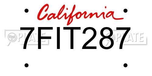 7FIT287 California License Plate